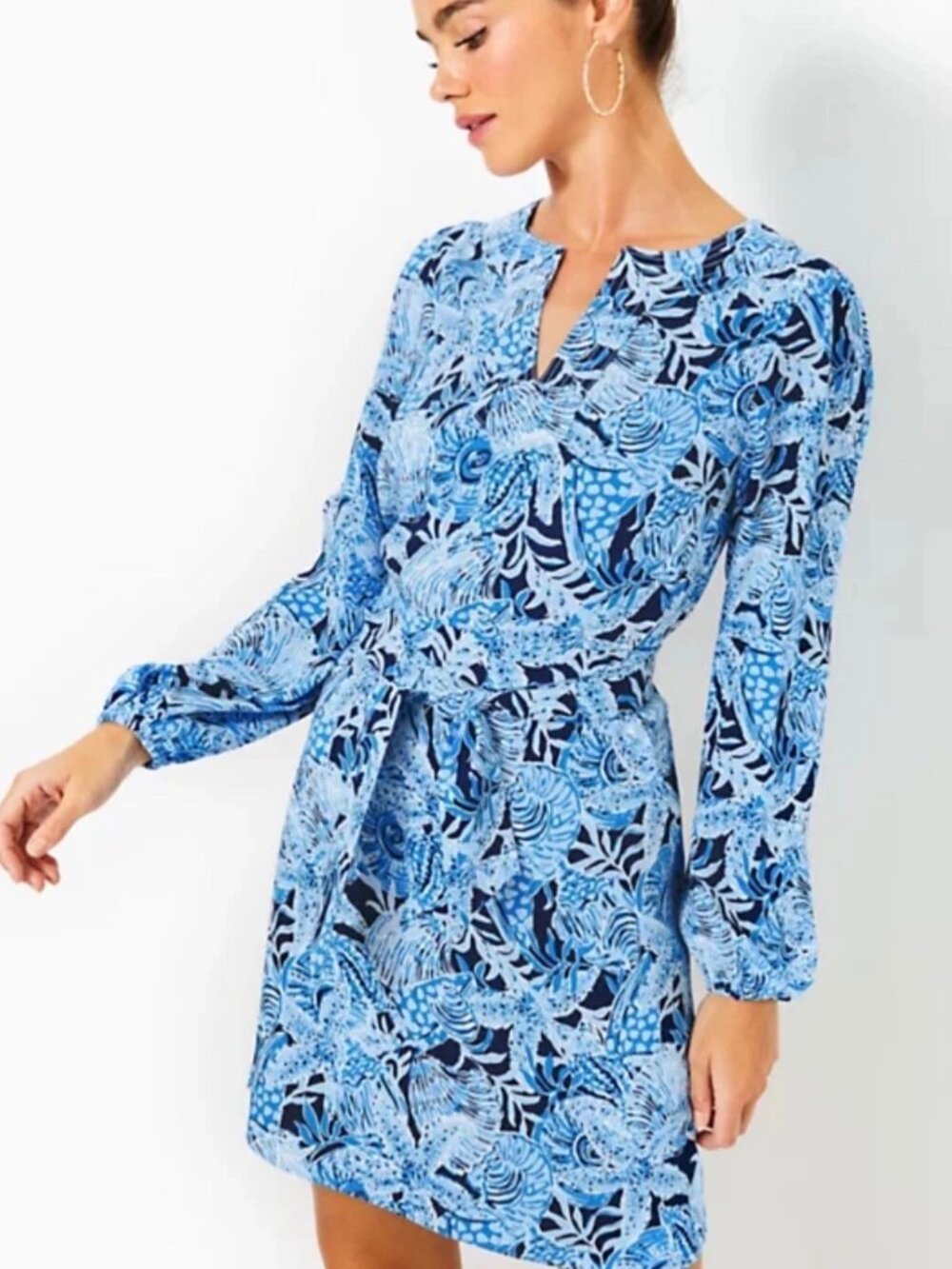 NWT Lilly Pulitzer Olivine Dress Sz 2 Bonaire Blue Coastal Constellation Belted - Picture 1 of 15
